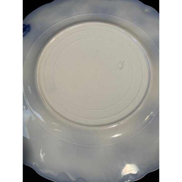 2 Antique Stanley Pottery Flow Blue Paris 9" Plates + Plate hangers New Wharf - Picture 12 of 16